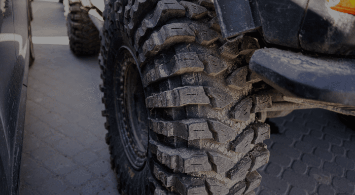 Close up of SUV tyre.