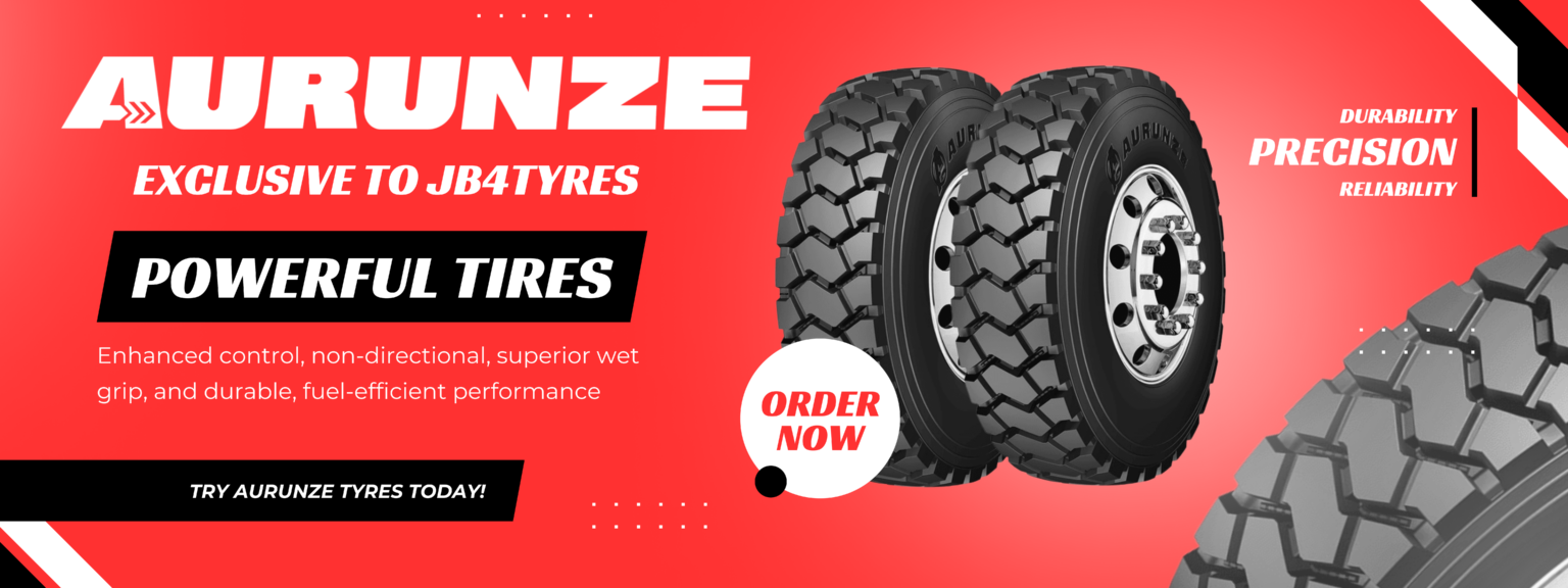Aurunze tyres exclusive to JB4 Tyres promotional banner.